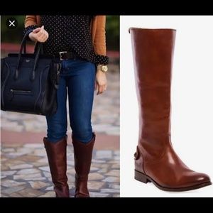 FRYE Melissa button back tall boots COGNAC EUC-like new